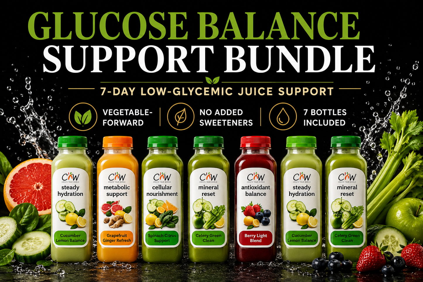 Glucose Balance Support Bundle
7-Day Low-Glycemic Juice Support